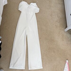 Lulu's Strapless White Jumpsuit